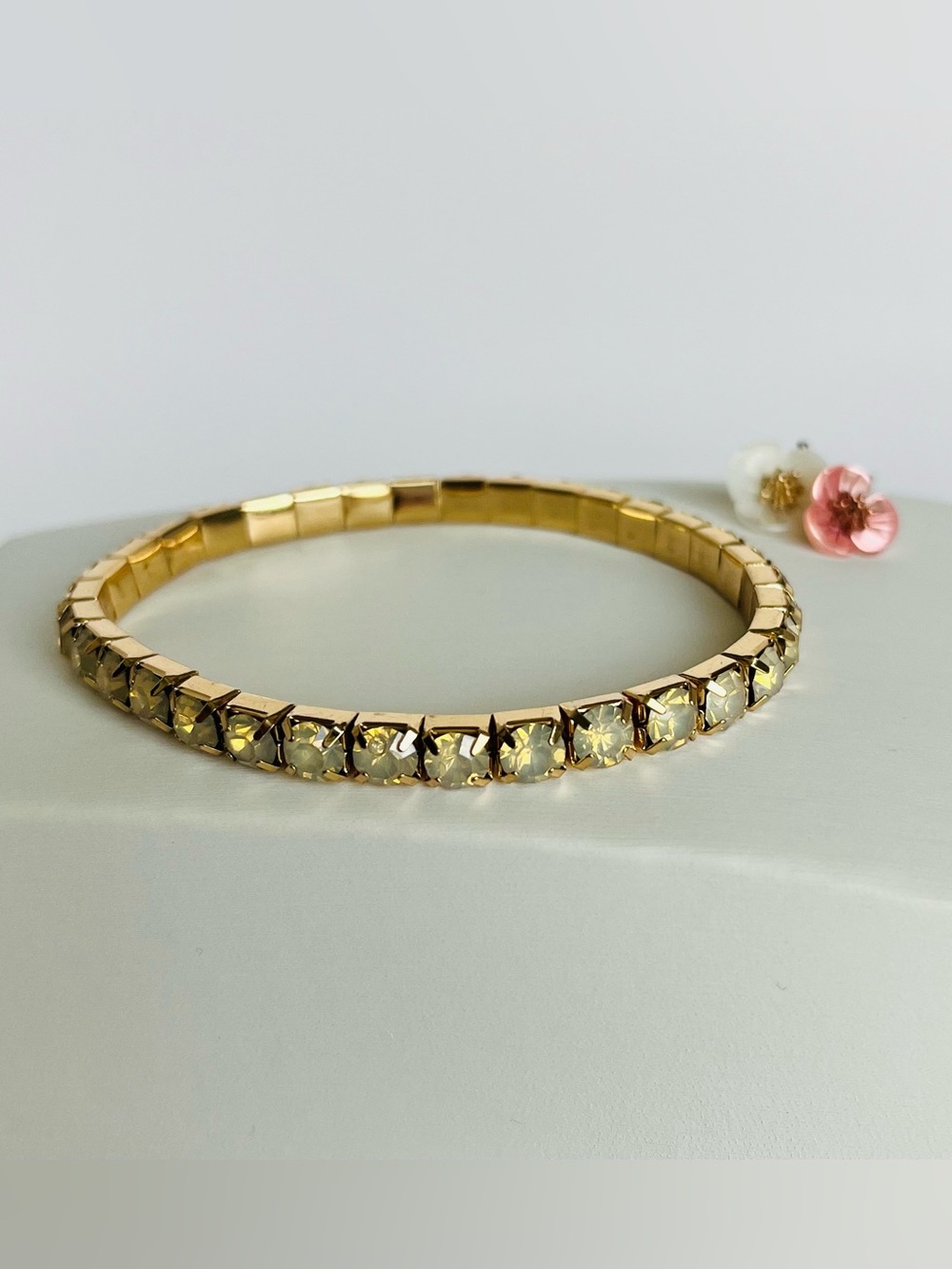 Gold-Tone Stretch Bracelet with Crystal Accents